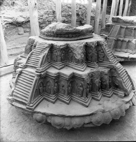 Small, star-shaped stupa from the late period of Tapa Sardar (8th century CE). Clay; max. height preserved 1 m. (© Rome, IsIAO)